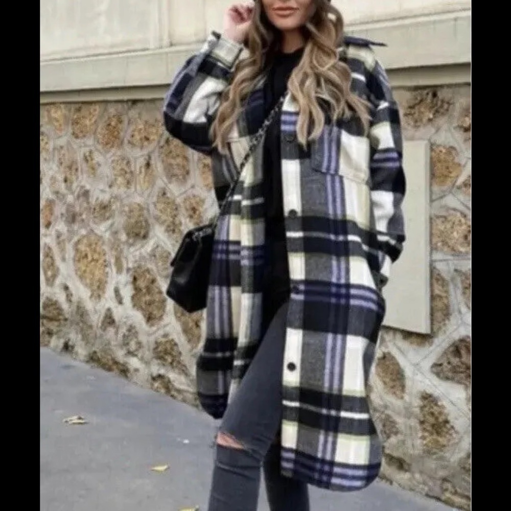 ZARA Wool Bled Plaid Coat - Picture 2 of 5